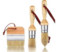 Cucioki 3Pcs Chalk and Wax Paint Brushes for Acrylic Painting Bristle Stencil Brushes for Wood Furniture Home Decor