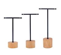 Cucioki 3Pcs T Bar Earring Display Stand with Wooden Base Jewelry Holders Hanging Jewelry Organizer for Photography Props A