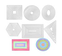 Cucioki 6 PCS Cutting Die Stencils Metal Set Silver Cut Polygon Embossing Tools for Card Making Supplies Photo