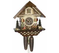 Trenkle Cuckoo Clock Black Forest house, 8 day running time, walnut