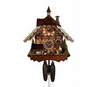 Cuckoo Clock Black Forest House with Movable Wood Chipper