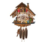 Cuckoo Clock Black Forest house with moving beer drinker and woman
