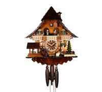 Cuckoo Clock Black forest house with music, moving seesaw and mill wheel
