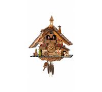 Cuckoo Clock Black forest house with music, moving seesaw and mill wheel