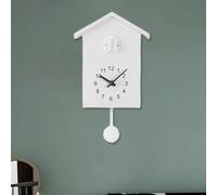 Cuckoo Clock, Cuckoo Wall Clock, Natural Bird Voices Or Cuckoo Call, Design Clock Pendulum, Bird House, Vintage Wall Clocks With Birds Call (White)