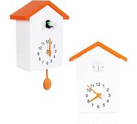Cuckoo Clock Cuckoo Wall Clock, Natural Bird Voices Or Cuckoo Call, Design Clock Pendulum, Bird House, Wall Art Home Living Room Kitchen Office Decoration (Orange)
