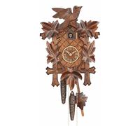 Cuckoo Clock Five leaves with bird, 8 day running time, walnut