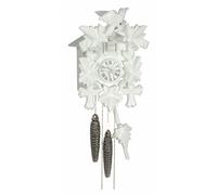 Cuckoo Clock Five leaves with bird, white 1 day running time