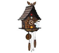 Cuckoo Clock for Wall Art: Halloween Decorations, Volume Control, Night Mode, Germany Style Black Forest Retro Traditional Handmade Wooden House Home Decor, Gifts for Family (8.75 X 24.25inch)