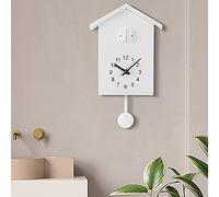 Cuckoo Clock, Modern Cuckoo Clock with Working Bird, Pendulum Wall Clock with Pendulum Delicate, Battery Powered, Minimalist style, for Wall Art, Home, Living Room, Kitchen and Office Decoration, Whi