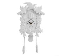 Cuckoo Clock, Wall-Mounted Pendulum with Hourly Chime, Silent Movement for Living Room, Retro Art Decor(T52 White)