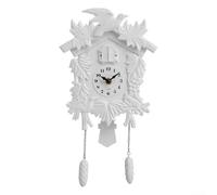 Cuckoo Clock Wall Mounted with Silent Movement and Hourly Chime, Retro Design Pendulum Alarm Clock, For Living Room Hallway Home Art Decor, Child Friendly(T52 White)