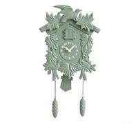 Cuckoo Clock Wall Mounted with Silent Movement and Hourly Chime, Retro Design Pendulum Alarm Clock, For Living Room Hallway Home Art Decor, Child Friendly(T52 Green)