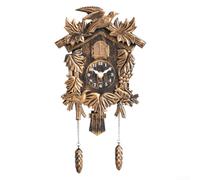 Cuckoo Clock Wall Mounted Wooden Style Pendulum Design Home Office Decor Hourly Chime White 25cm(T52 Copper-tone)