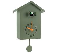 Cuckoo Clock with Chimer Minimalist Cuckoo Sound Clock with Pendulum Delicate Cuckoo Clock Bird House Battery Powered Cuckoo Wall Clock Decoration for Wall Art Home Living Room Kitchen Office(green)