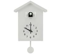 Cuckoo Clock with Working Bird, Minimalist Cuckoo Sound Clock with Chimer Delicate Cuckoo Clock Bird House Battery Powered Cuckoo Wall Clock for Wall Art Home Living Room Office Decoration (White)