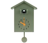 Cuckoo Clock with Working Bird, Minimalist Cuckoo Sound Clock with Chimer Delicate Cuckoo Clock Bird House Battery Powered Cuckoo Wall Clock for Wall Art Home Living Room Office Decoration (Green)
