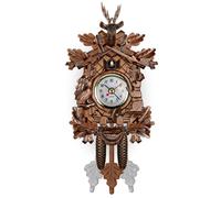 Cuckoo Clocks Wall Mounted Wooden Pendulum Clock With Adjustable Button Battery Operated Vintage Bird Clock