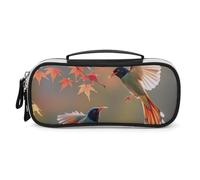 Cuckoo Couple Pencil Case with Handle, Large Capacity PU Leather Pencil Bag Office Organizer, Portable Cosmetic Bag for Travel, Home