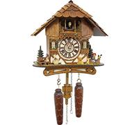 Cuckoo-Palace German Cuckoo Clock - Blackforest Hillside Chalet with wonderful animals with quartz movement - 10 1/4 inches height