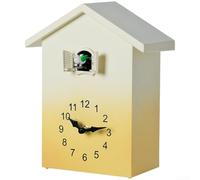 Cuckoo Wall Clock with Silent Operation Hourly Cuckoo Call and Visual Bird Pop-Out for Interior Wall Display (Yellow)