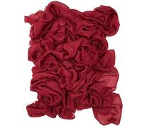 Cuckoos' Wardrobe Women's Crimp Plain Colour Crepe Crinkled Scarf Hijabs Scarves with Frayed Edges (Maroon)