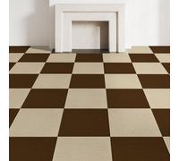 CUCOS 20 Pack Peel and Stick Carpet Tiles - 30 x 30cm Soft Self-Adhesive Floor Tiles, 10 Khaki & 10 Brown - Padded Flooring for Bedroom, Living Room, Office - Covers 20 sq ft