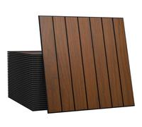 CUCOS Slatted Wall Panels 30 x 30cm Peel and Stick PVC for Media Wall | Self Adhesive, Decorative Wall Panelling, Bedroom and Living Room, Wood Slat Design, Walnut Brown, Easy DIY Installation