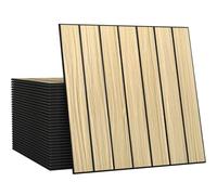 CUCOS Slatted Wall Panels 30 x 30cm Peel and Stick PVC for Media Wall | Self Adhesive, Decorative Wall Panelling, Bedroom and Living Room, Wood Slat Design, Oak Beige, Easy DIY Installation