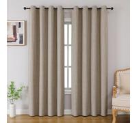CUCRAF 100% Blackout Curtains 63 inches Length 2 Panels Set, Room Darkening Linen Textured Curtain Grommet for Bedroom Living Room, Light Blocking Thermal Insulated Drapes (52 x 63 Inch,Linen)
