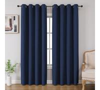 CUCRAF 100% Blackout Curtains 84 inches Length 2 Panels Set, Room Darkening Linen Textured Curtain Grommet for Bedroom Living Room, Light Blocking Thermal Insulated Drapes (52 x 84 Inch,Navy Blue)