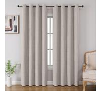 CUCRAF 100% Blackout Curtains 96 inches Length 2 Panels Set, Room Darkening Linen Textured Curtain Grommet for Bedroom Living Room, Light Blocking Thermal Insulated Drapes (52 x 96 Inch,Off White)