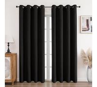 CUCRAF 100% Blackout Curtains Black 108 Inch Drop 2 Panels Soft Texture Energy Saving Sun Blocking Thermal Eyelet Curtains for Bedroom Living Room 52 X 108 Inch