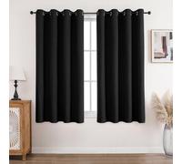 CUCRAF 100% Blackout Curtains Black 54 Inch Drop 2 Panels Soft Texture Energy Saving Sun Blocking Thermal Eyelet Curtains for Bedroom Living Room 46 X 54 Inch