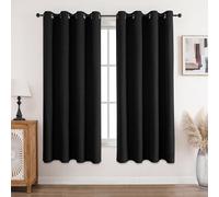 CUCRAF 100% Blackout Curtains Black 72 Inch Drop 2 Panels Soft Texture Energy Saving Sun Blocking Thermal Eyelet Curtains for Bedroom Living Room 52 X 72 Inch