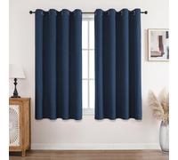 CUCRAF 100% Blackout Curtains Blue 63 Inch Drop 2 Panels Soft Texture Energy Saving Sun Blocking Thermal Eyelet Curtains for Bedroom Living Room 52 X 63 Inch