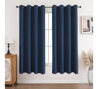 CUCRAF 100% Blackout Curtains Blue 72 Inch Drop 2 Panels Soft Texture Energy Saving Sun Blocking Thermal Eyelet Curtains for Bedroom Living Room 66 X 72 Inch