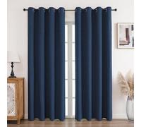CUCRAF 100% Blackout Curtains Blue 90 Inch Drop 2 Panels Soft Texture Energy Saving Sun Blocking Thermal Eyelet Curtains for Bedroom Living Room 90 X 90 Inch