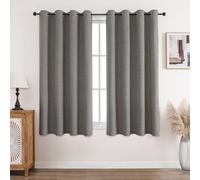 CUCRAF 100% Blackout Curtains Charcoal Grey 54 Inch Drop 2 Panels Soft Texture Energy Saving Sun Blocking Thermal Eyelet Curtains for Bedroom Living Room 52 X 54 Inch