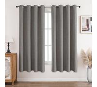 CUCRAF 100% Blackout Curtains Charcoal Grey 69 Inch Drop 2 Panels Soft Texture Energy Saving Sun Blocking Thermal Eyelet Curtains for Bedroom Living Room 52 X 69 Inch