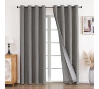 CUCRAF 100% Blackout Curtains Charcoal Grey 90 Inch Drop 2 Panels Soft Texture Sun Blocking Thermal Eyelet Curtains for Bedroom Living Room 46 X 90 Inch