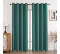 CUCRAF 100% Blackout Curtains Dark Green 114 Inch Drop 2 Panels Soft Texture Energy Saving Sun Blocking Thermal Eyelet Curtains for Bedroom Living Room 66 X 114 Inch