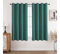 CUCRAF 100% Blackout Curtains Dark Green 54 Inch Drop 2 Panels Soft Texture Energy Saving Sun Blocking Thermal Eyelet Curtains for Bedroom Living Room 66 X 54 Inch