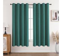 CUCRAF 100% Blackout Curtains Dark Green 69 Inch Drop 2 Panels Soft Texture Energy Saving Sun Blocking Thermal Eyelet Curtains for Bedroom Living Room 52 X 69 Inch