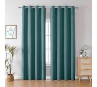 CUCRAF 100% Blackout Curtains Forest Green thermal curtains 84 Inch Drop 2 Panels Soft Texture Eyelet Curtains for Bedroom Living Room 52 X 84 Inch(double-sided Linen)