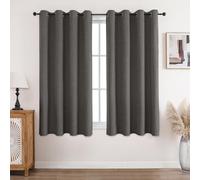 CUCRAF 100% Blackout Curtains Grey 54 Inch Drop 2 Panels Soft Texture Energy Saving Sun Blocking Thermal Eyelet Curtains for Bedroom Living Room 66 X 54 Inch