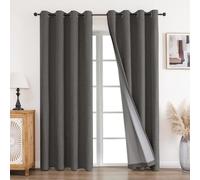 CUCRAF 100% Blackout Curtains Grey 84 Inch Drop 2 Panels Soft Texture Sun Blocking Thermal Eyelet Curtains for Bedroom Living Room 52 X 84 Inch