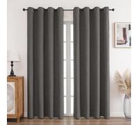 CUCRAF 100% Blackout Curtains Grey 90 Inch Drop 2 Panels Soft Texture Energy Saving Sun Blocking Thermal Eyelet Curtains for Bedroom Living Room 66 X 90 Inch
