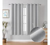 CUCRAF 100% Blackout Curtains Greyish White thermal curtains 54 Inch Drop 2 Panels Soft Texture Eyelet Curtains for Bedroom Living Room 46 X 54 Inch(double-sided Linen)
