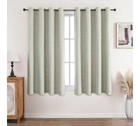 CUCRAF 100% Blackout Curtains Light Beige 54 Inch Drop 2 Panels Soft Texture Energy Saving Sun Blocking Thermal Eyelet Curtains for Bedroom Living Room 66 X 54 Inch